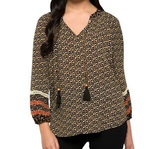 Mason & Belle Ditsy Floral Peasant Top Size Med Boho Tassels Cottagecore Gypsy